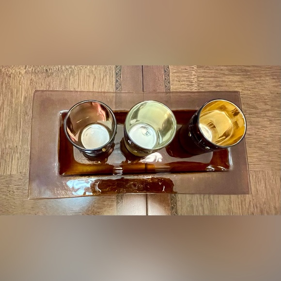 Elegant Decorative Votive Candle Holders - Set of 3 on Amber Crackle Glass Tray - Picture 14 of 14